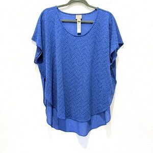Chico's Blue‎ Chevron Short Sleeve Top OS